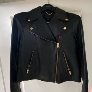 J. Crew Collection Leather Moto Motorcycle Jacket Black Size 8 EUC Worn Once